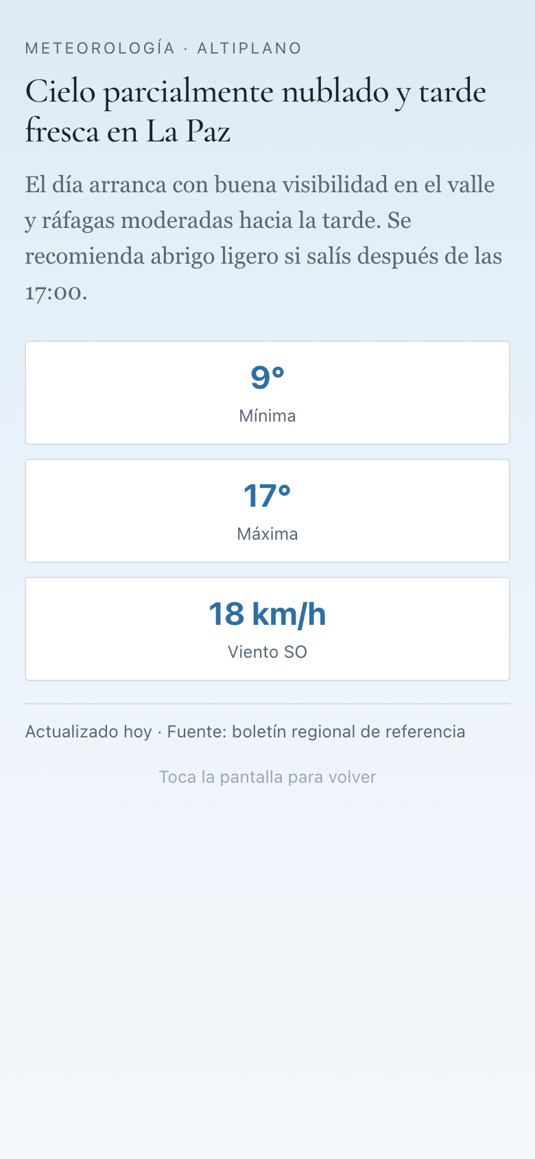 Tapadera clima encima del chat (móvil)