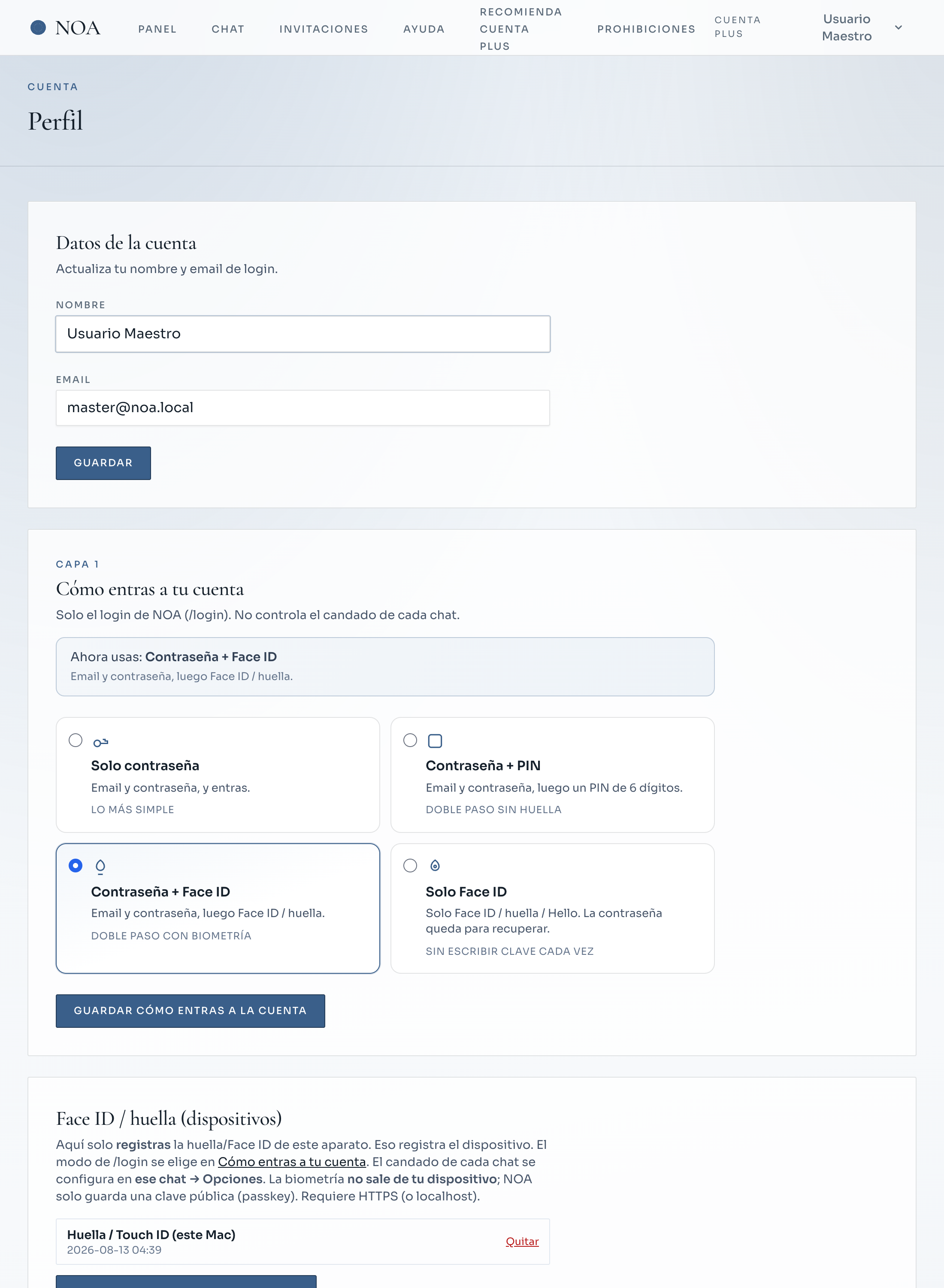 Perfil: Cómo entras a tu cuenta (modos de login) (escritorio)